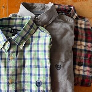 Chaps Men's Casual Shirts - Blue, Gray, Red Plaid